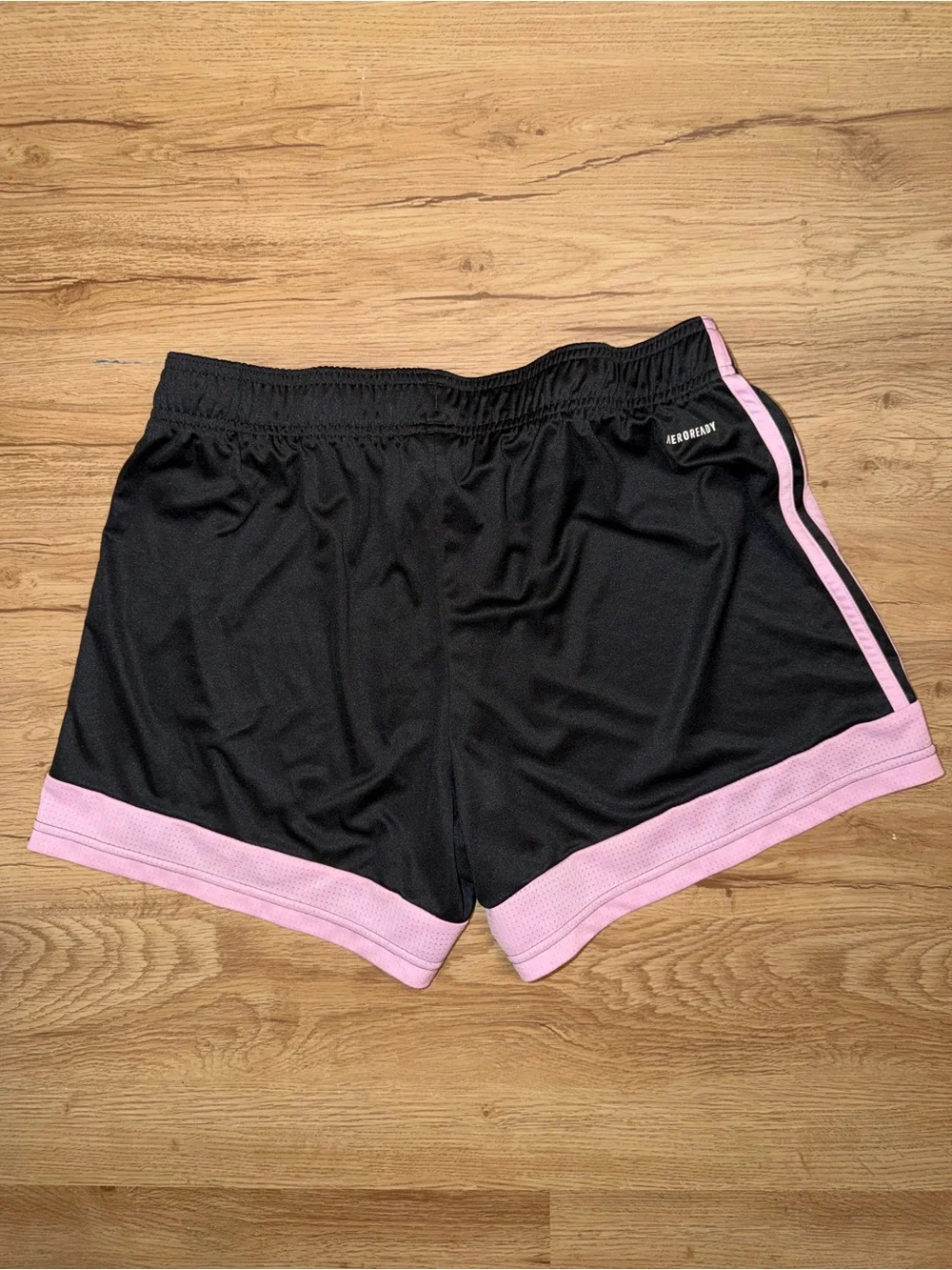 adidas Black Athletic Shorts with Pink Trim
